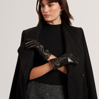 JILLLA: Buckle Detail Leather Gloves