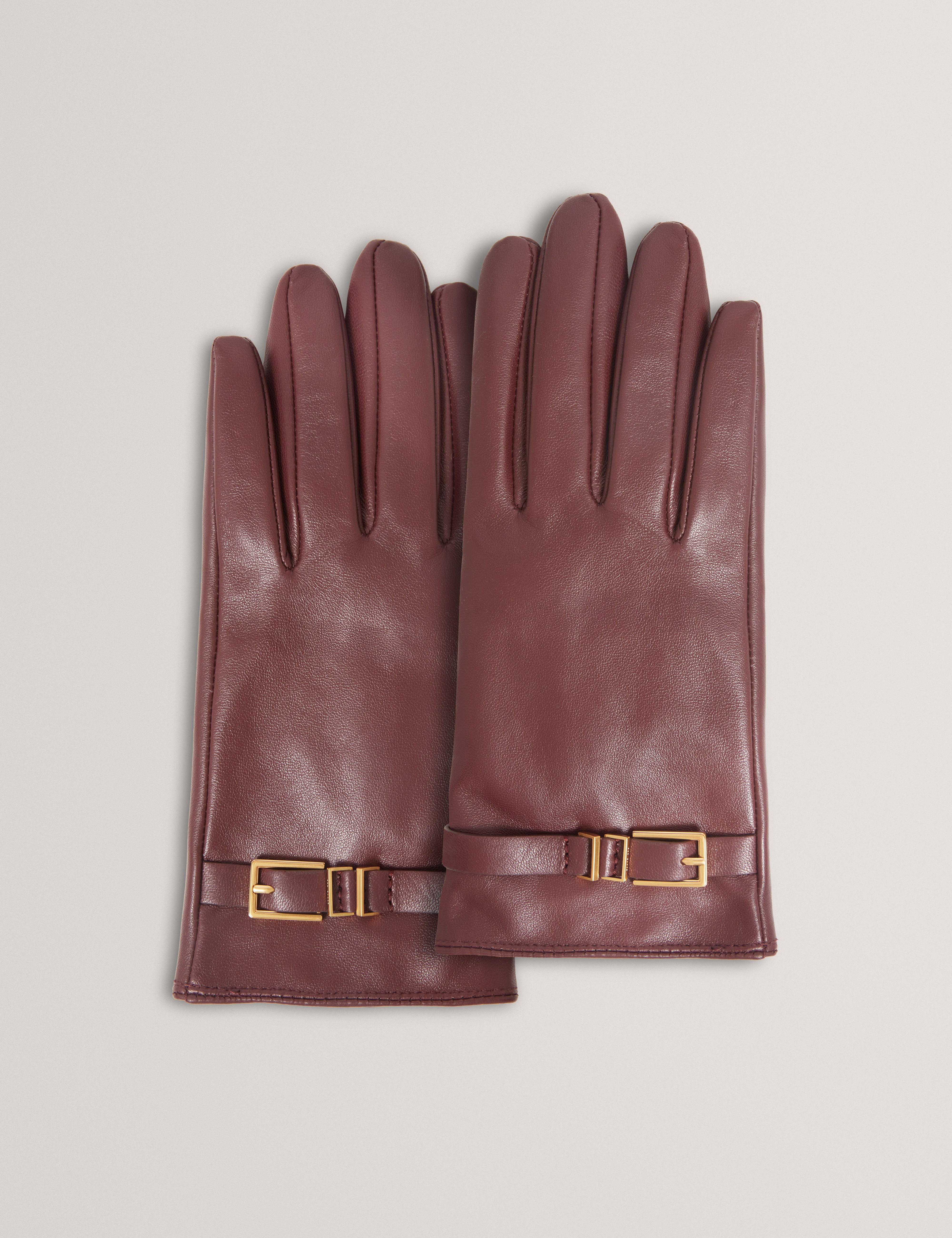 JILLLA: Buckle Detail Leather Gloves
