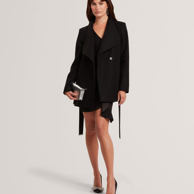 ROSESS: Short Belted Wool Wrap Coat