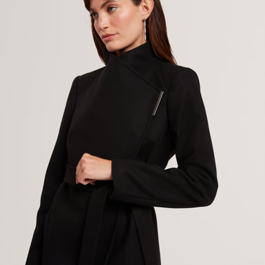 ROSESS: Short Belted Wool Wrap Coat