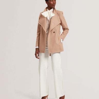ROSESS: Short Belted Wool Wrap Coat
