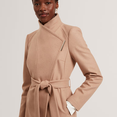 ROSESS: Short Belted Wool Wrap Coat