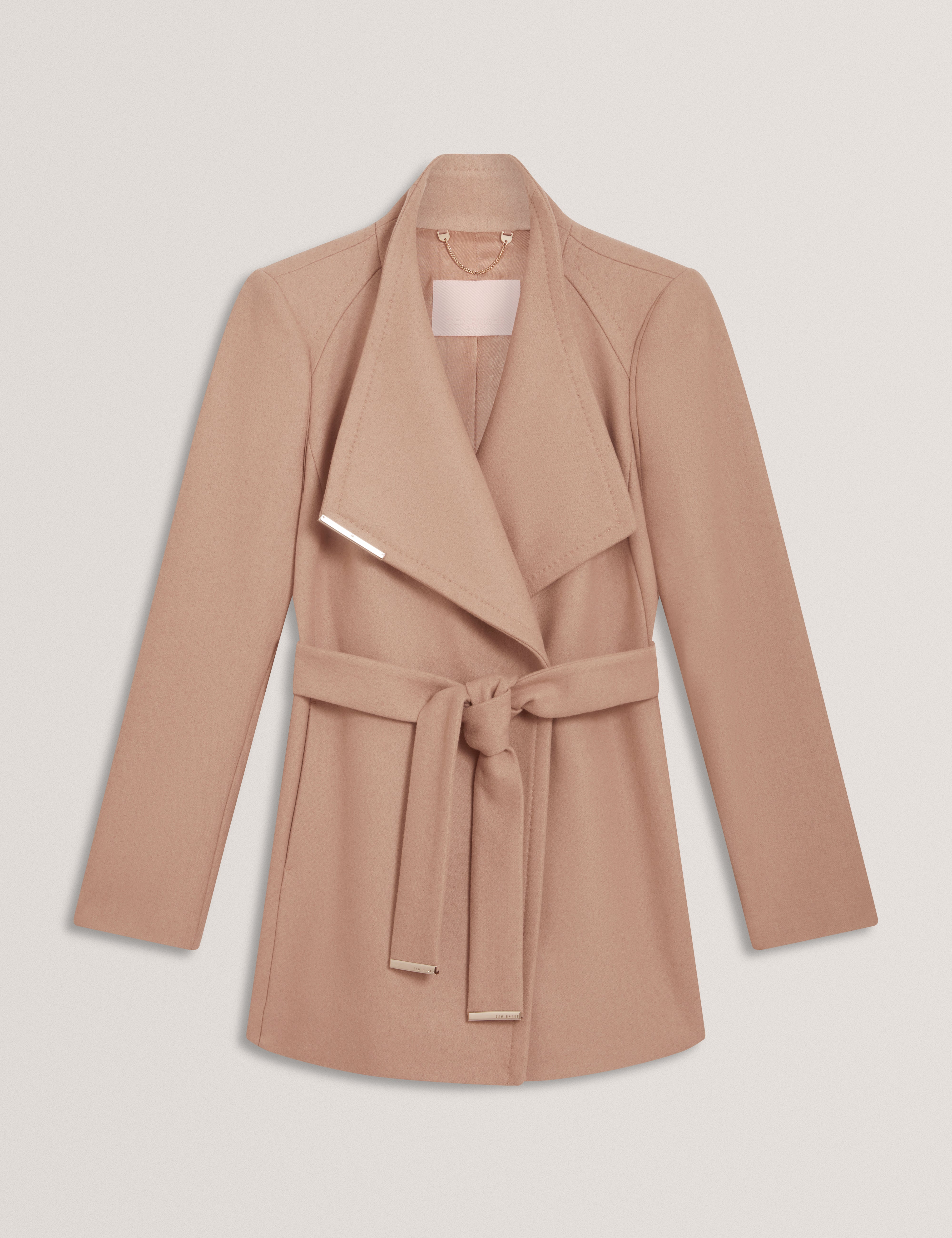 ROSESS: Short Belted Wool Wrap Coat