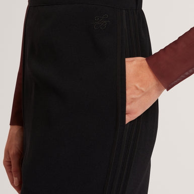 GORJJA: Piping Detail Wide Leg Crepe Trouser
