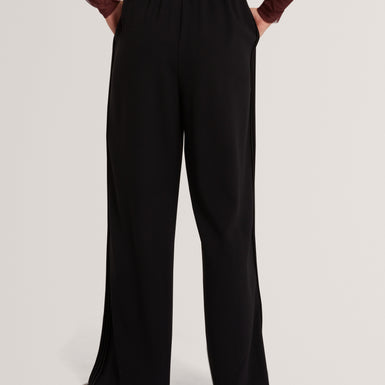 GORJJA: Piping Detail Wide Leg Crepe Trouser
