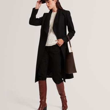 ROSE: Mid Length Belted Wool Wrap Coat
