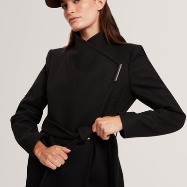 ROSE: Mid Length Belted Wool Wrap Coat