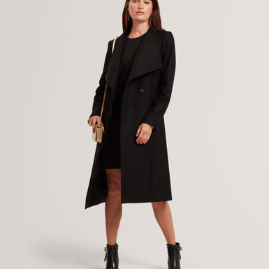ROSE: Mid Length Belted Wool Wrap Coat