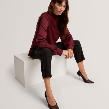 CAYCEY: Woven Sleeve Knitted Jumper