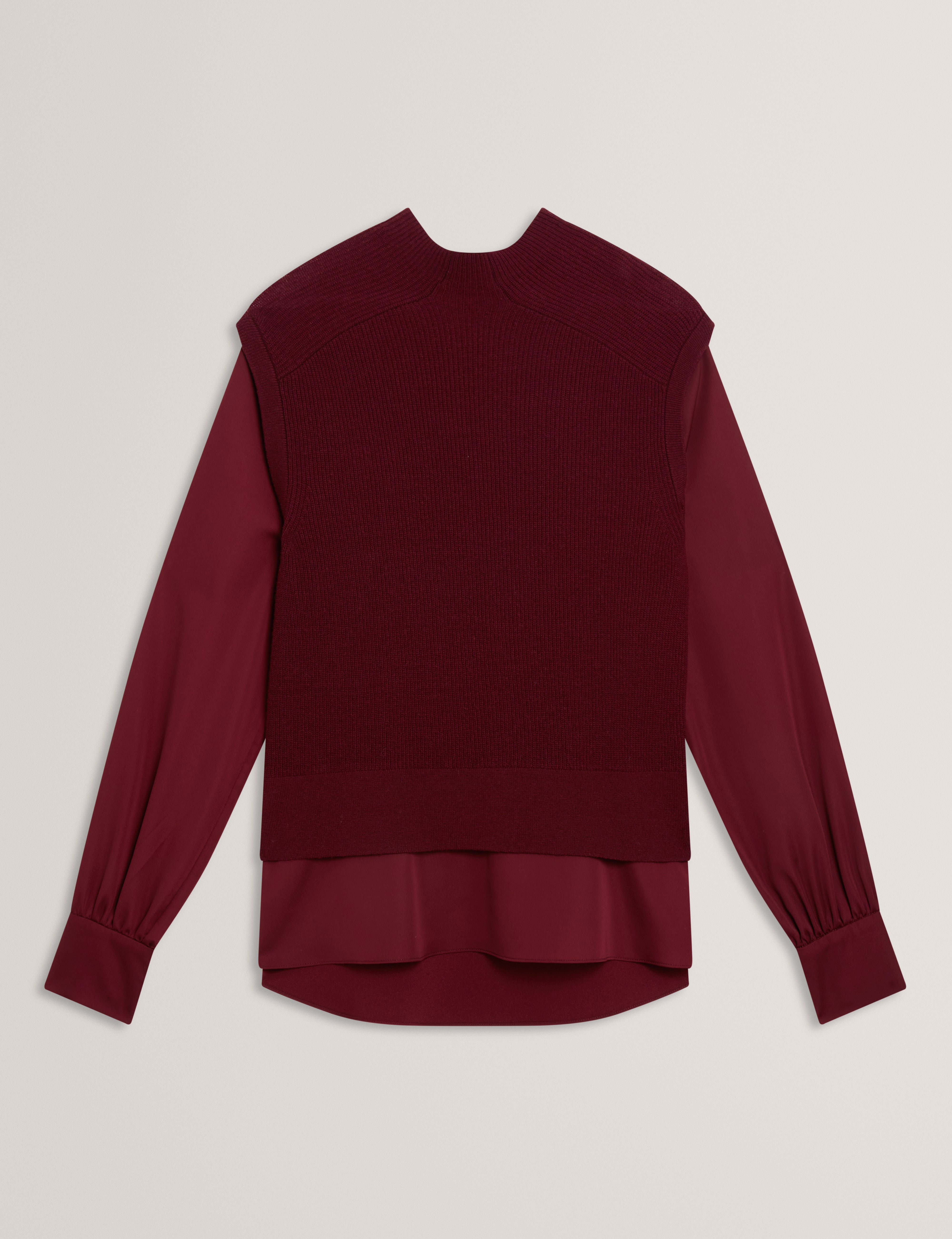 CAYCEY: Woven Sleeve Knitted Jumper