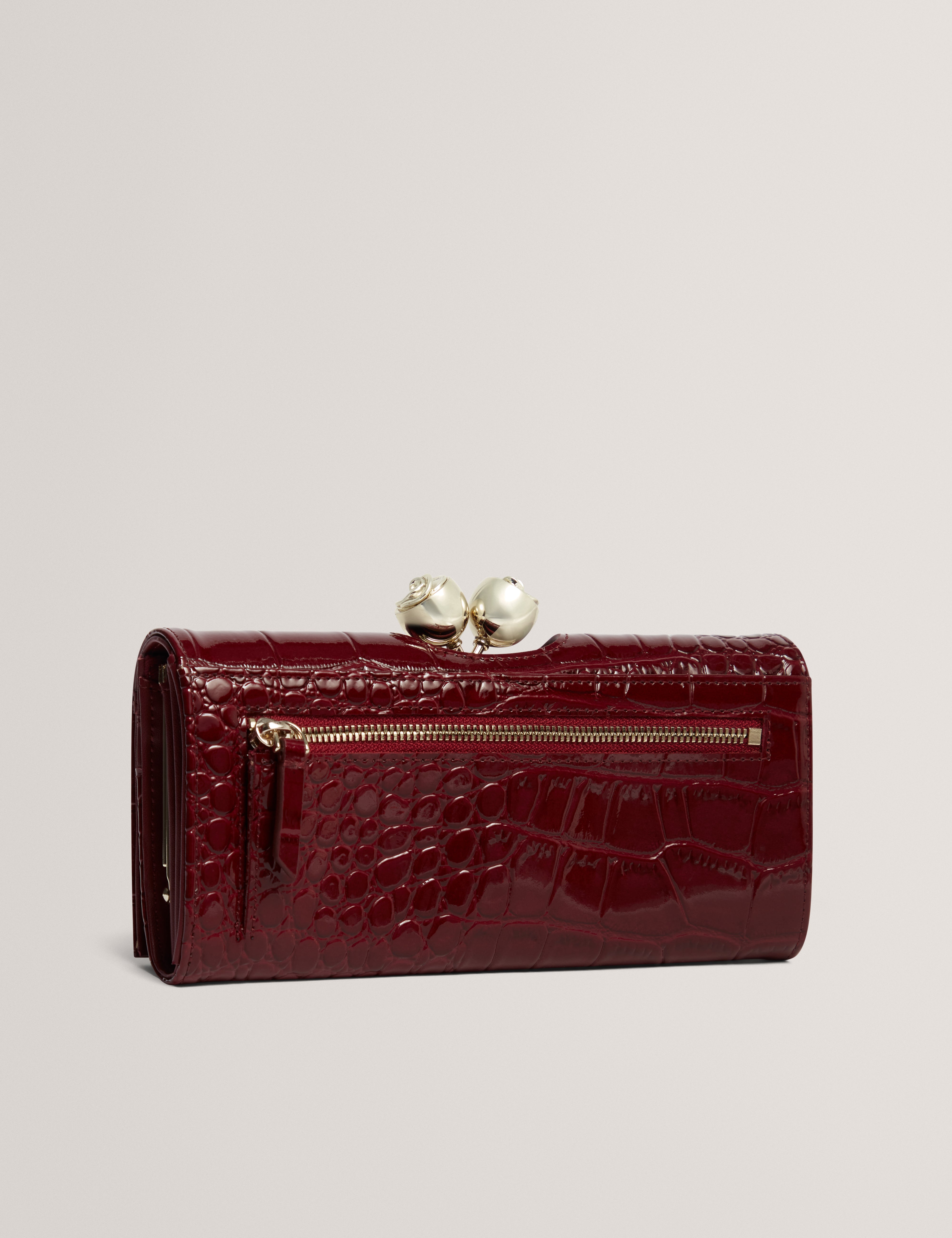 VIVIIN: Croc Effect Large Rose Bobble Purse