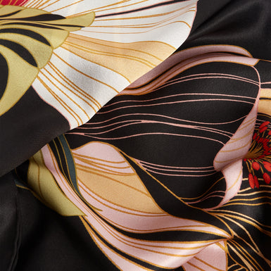 FLAIIR: Floral Swirl Print Long Silk Scarf