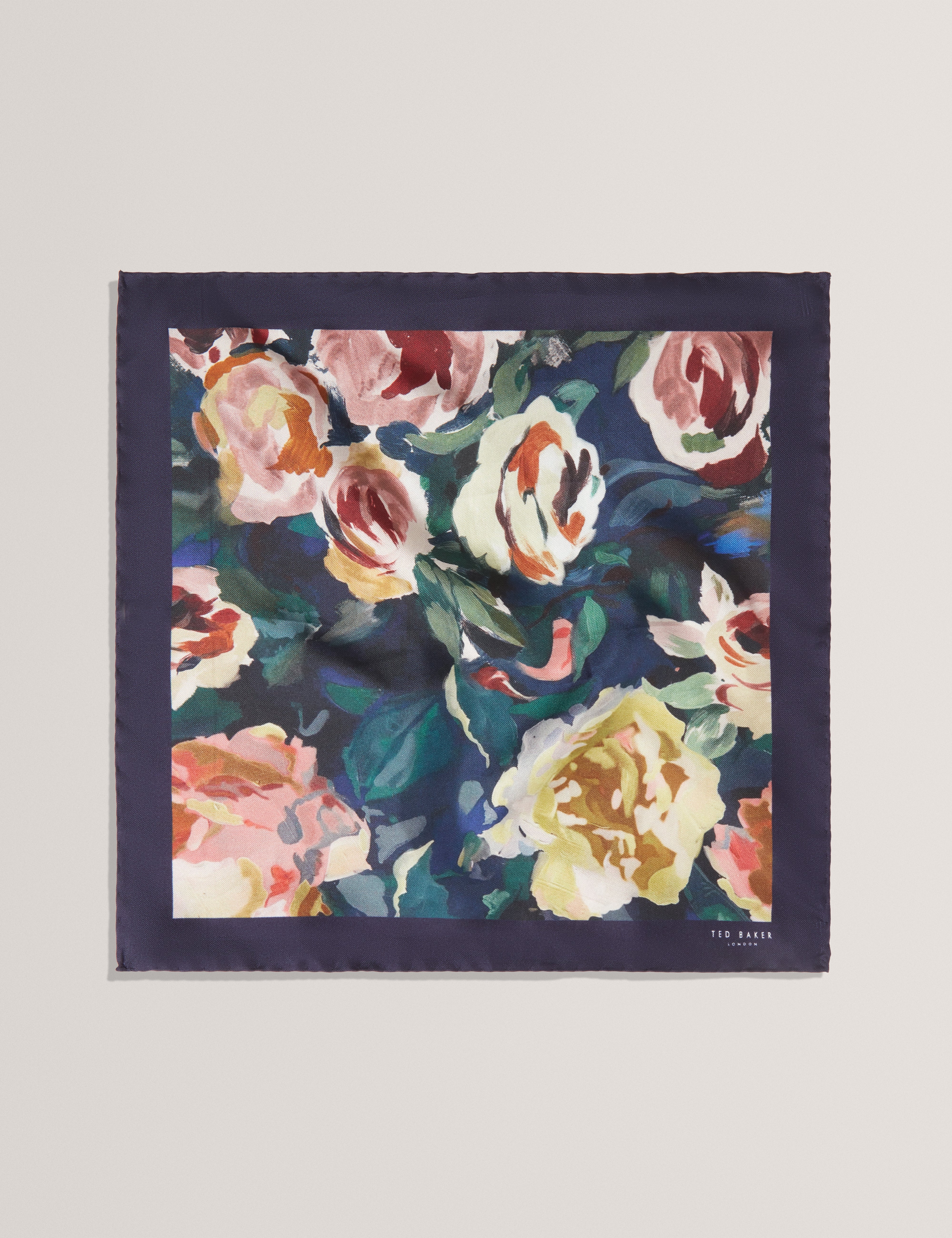 ETTOREP: Bold Floral Silk Print Pocket Square