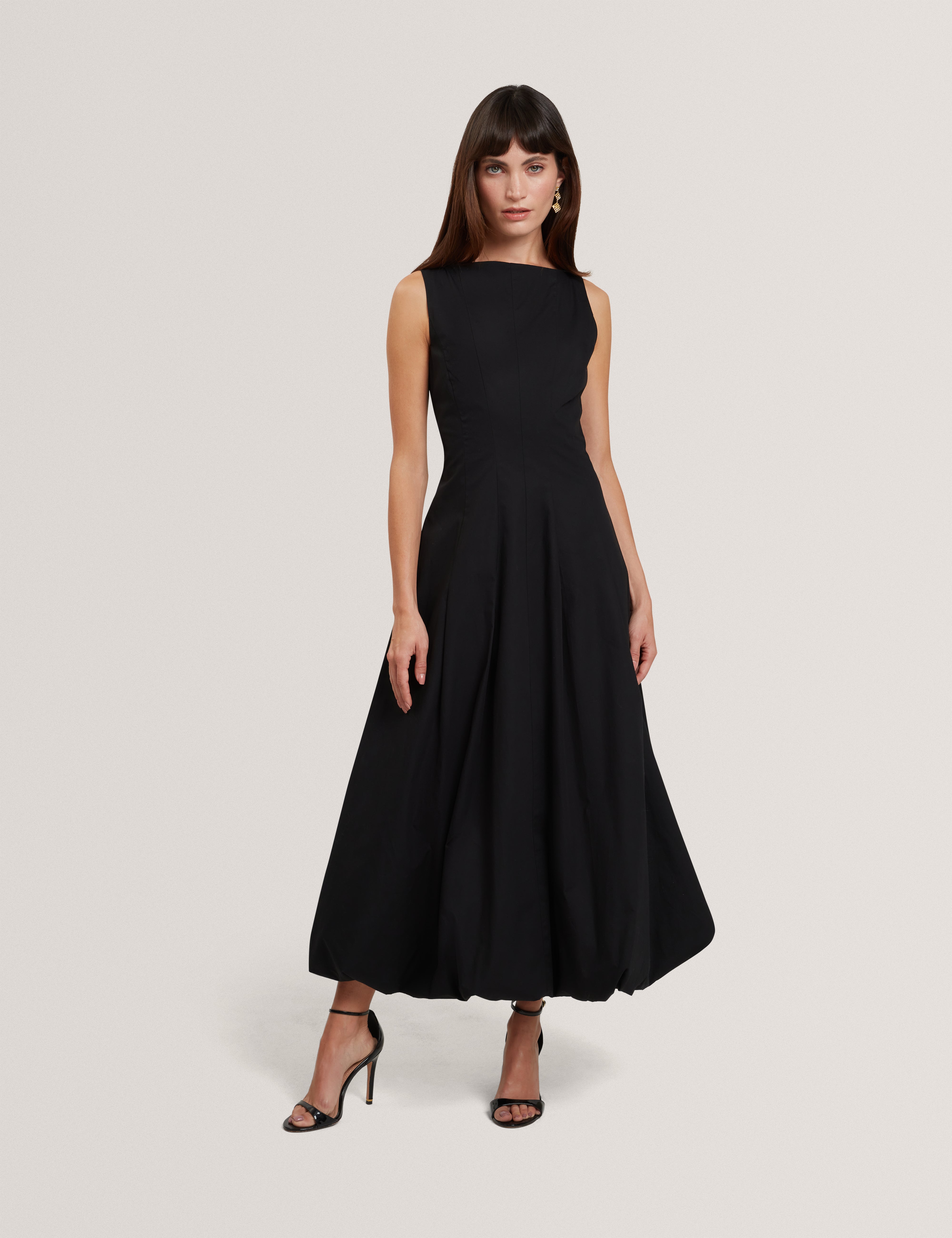 HAZZIA: Seam Detail Bubble Hem Midi Dress