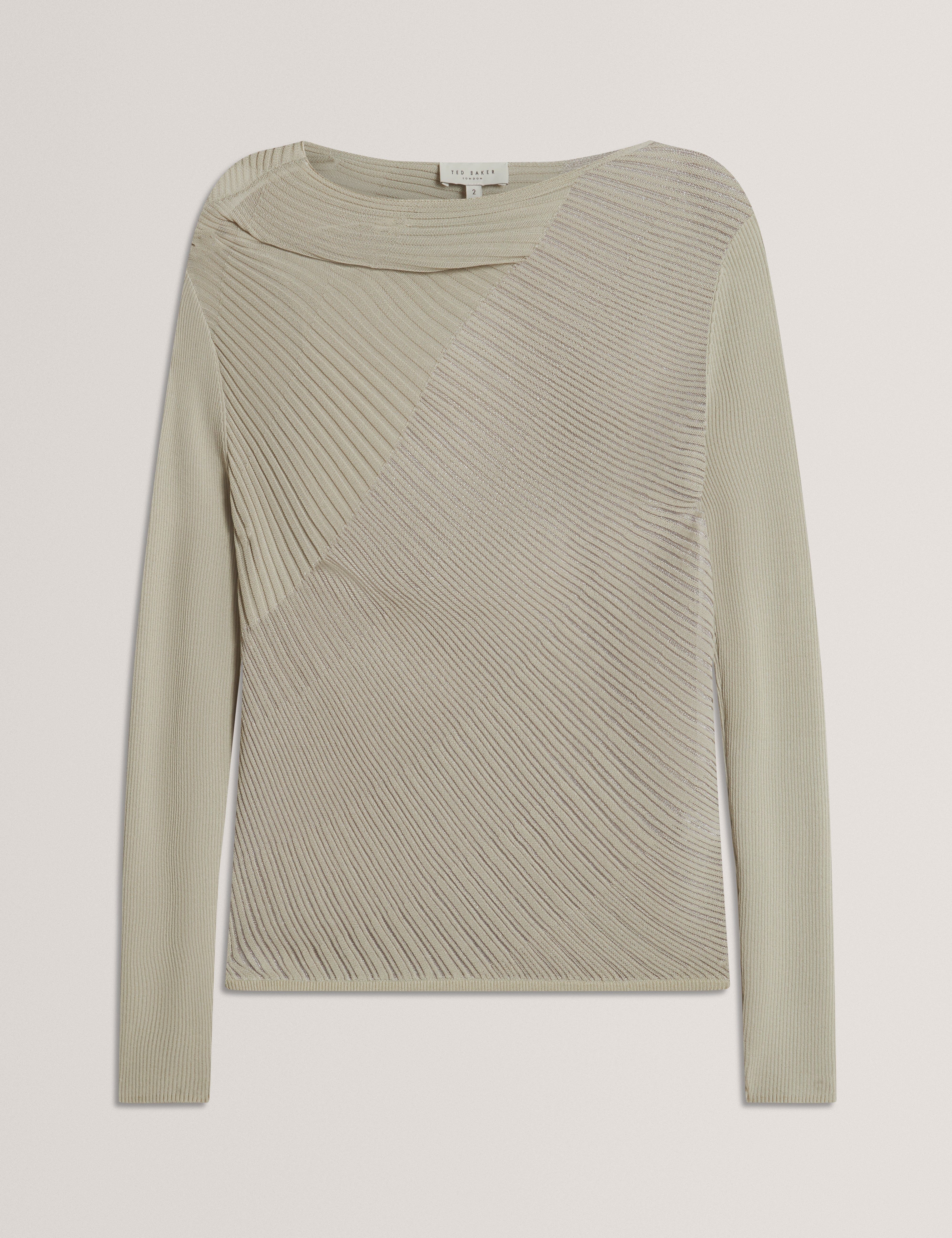 CEYLOAA: Long Sleeve Sheer Detail Knit Top