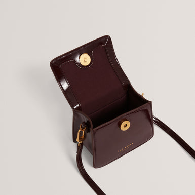 ROSELAH: Rose Detail Square Mini Top Handle Bag