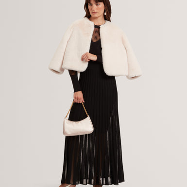 TIIMARA: Pointelle Long Sleeve Knit Midi Dress