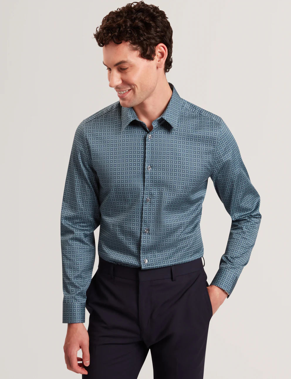 CAYLAXE: Slim Fit Geo Print Shirt