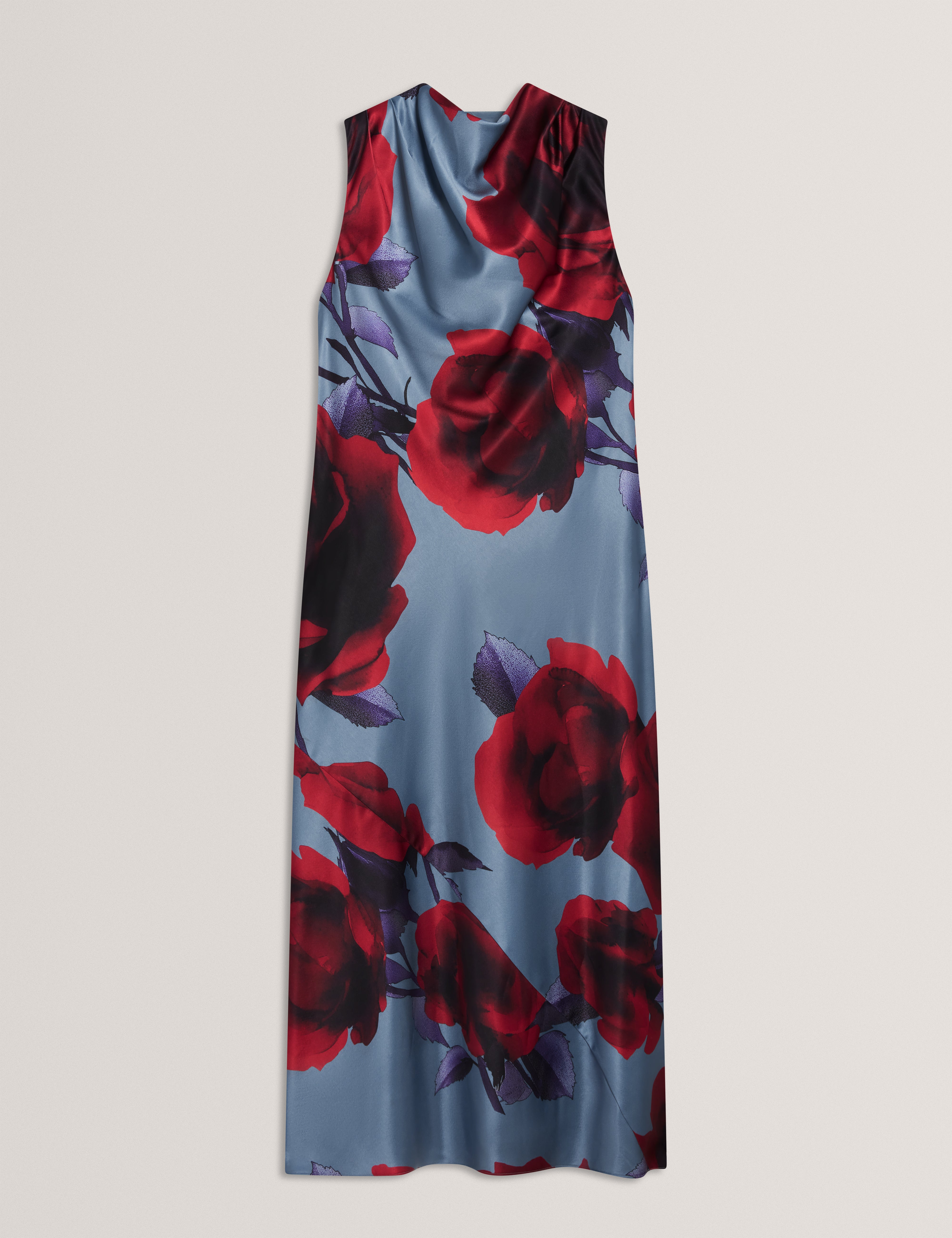 Women's HARRLIA-Printed Draped Neck Midi Dress
