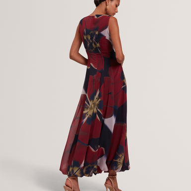 LAYNIA: Printed Seam Detail Bubble Hem Midi Dress