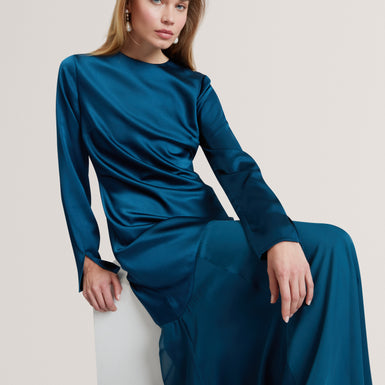 SHKYE: Diagonal Waist Seam Maxi Dress