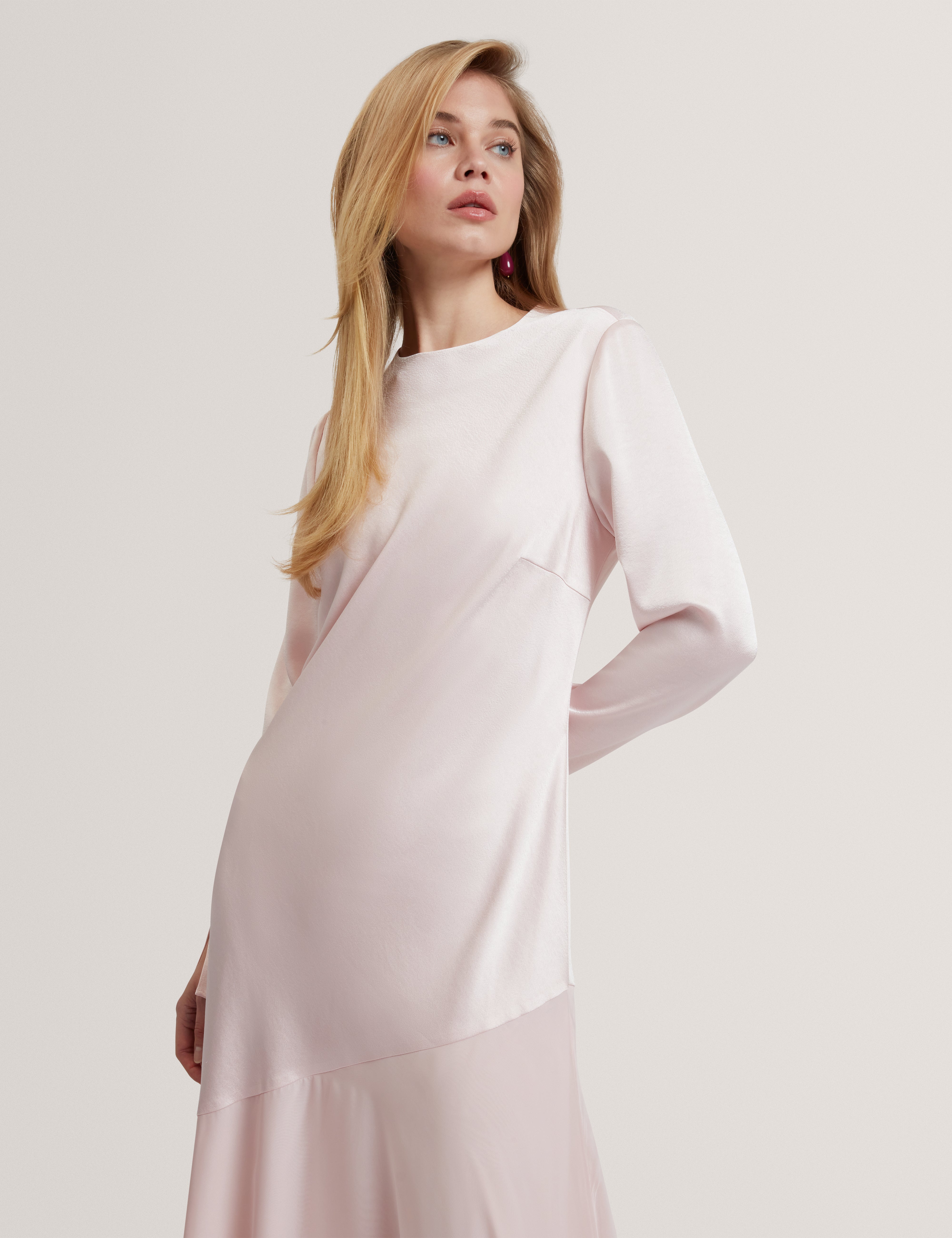 SHKYE: Diagonal Waist Seam Maxi Dress