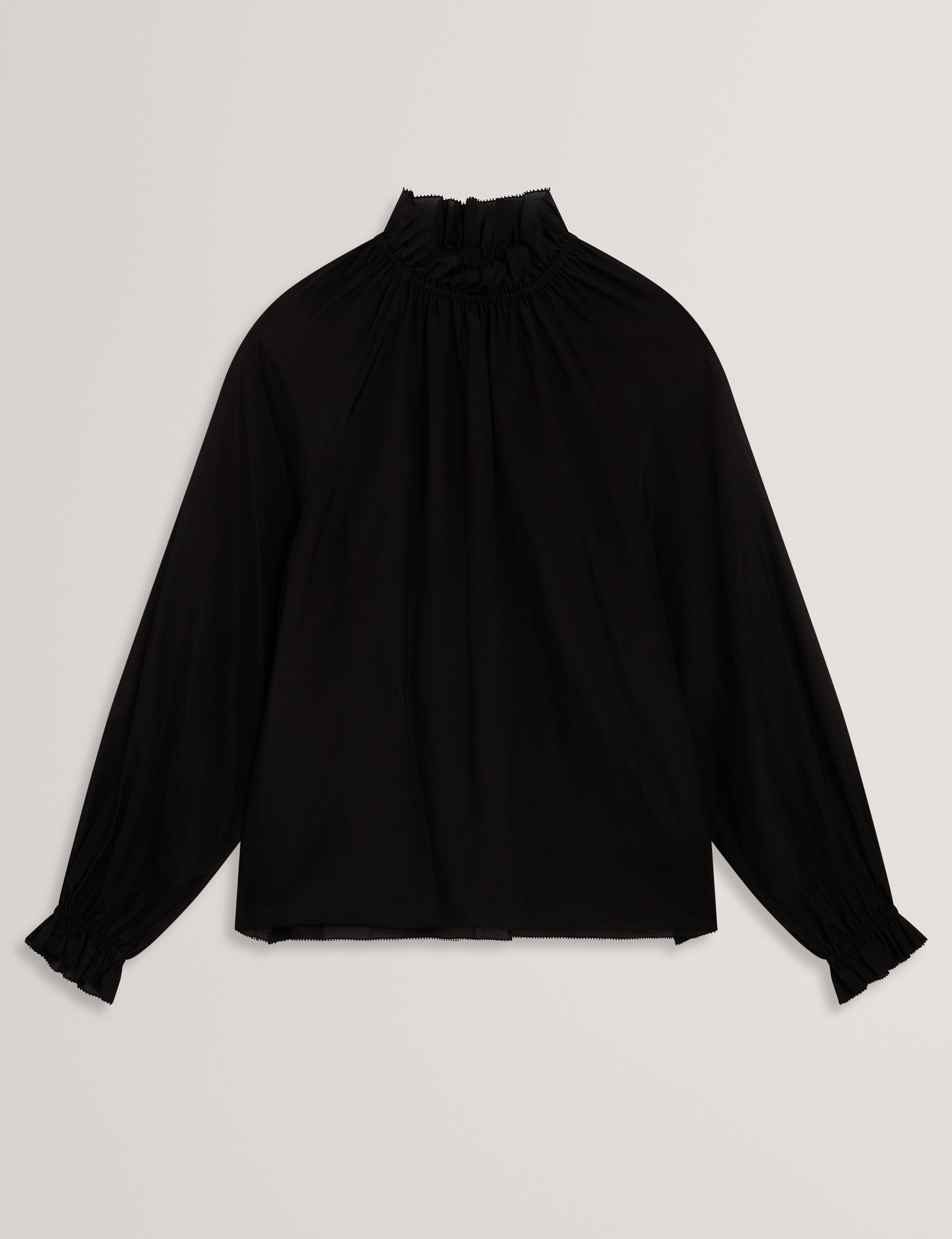 Women's SAMRAA-Gathered Neck Long Sleeve Blouse