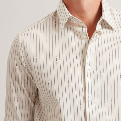 HANGENT: LS Regular Fit Branded Stripe Print Shirt
