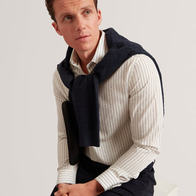 HANGENT: LS Regular Fit Branded Stripe Print Shirt