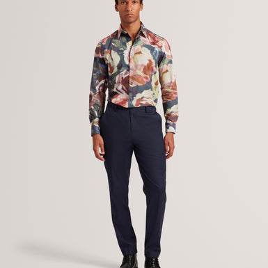 BRYNHIL: LS Regular Fit Large Painted Floral Shirt