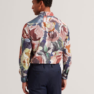 BRYNHIL: LS Regular Fit Large Painted Floral Shirt