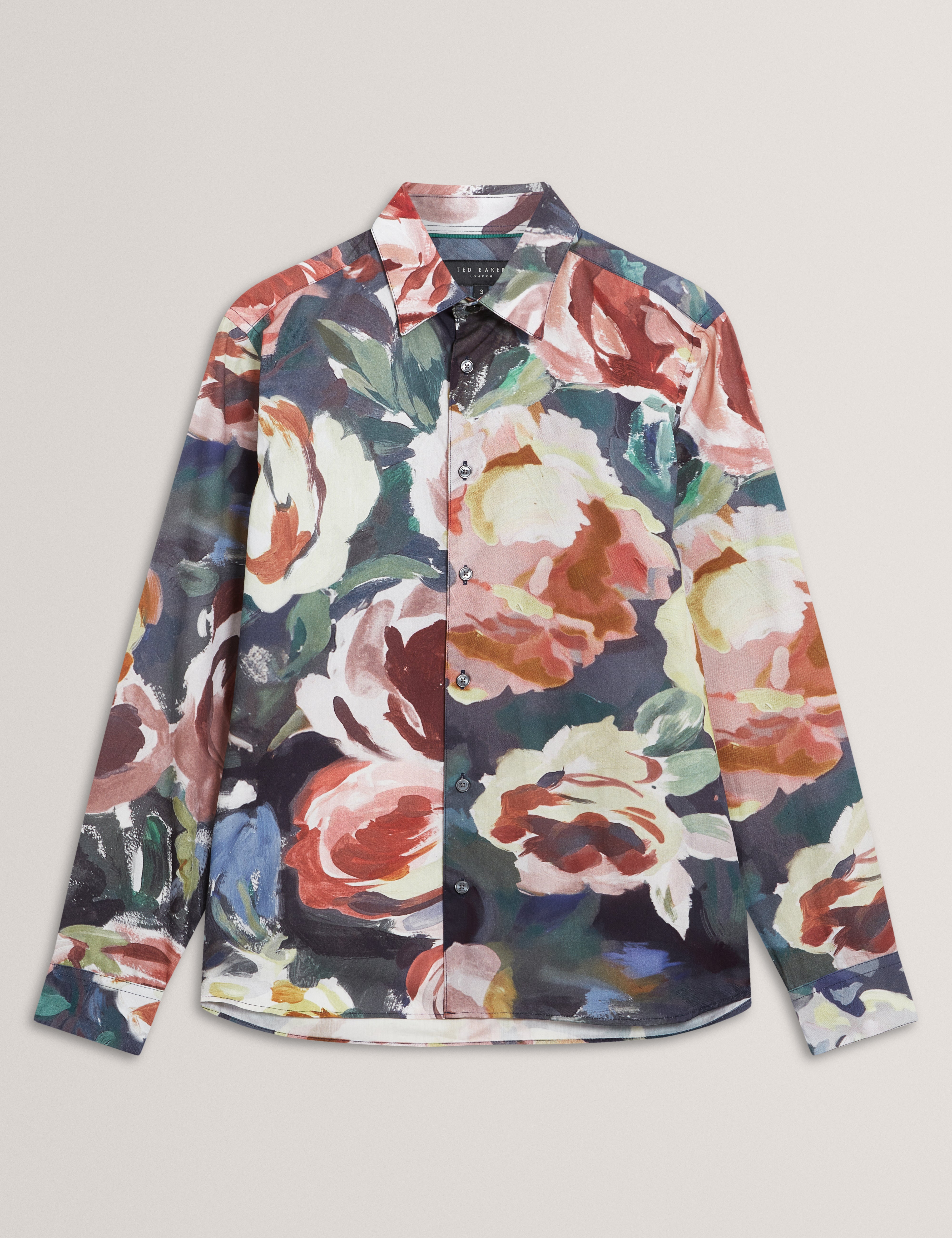 BRYNHIL: LS Regular Fit Large Painted Floral Shirt