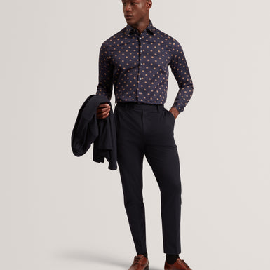 OLUFAR: LS Slim Fit Ditsy Floral Shirt