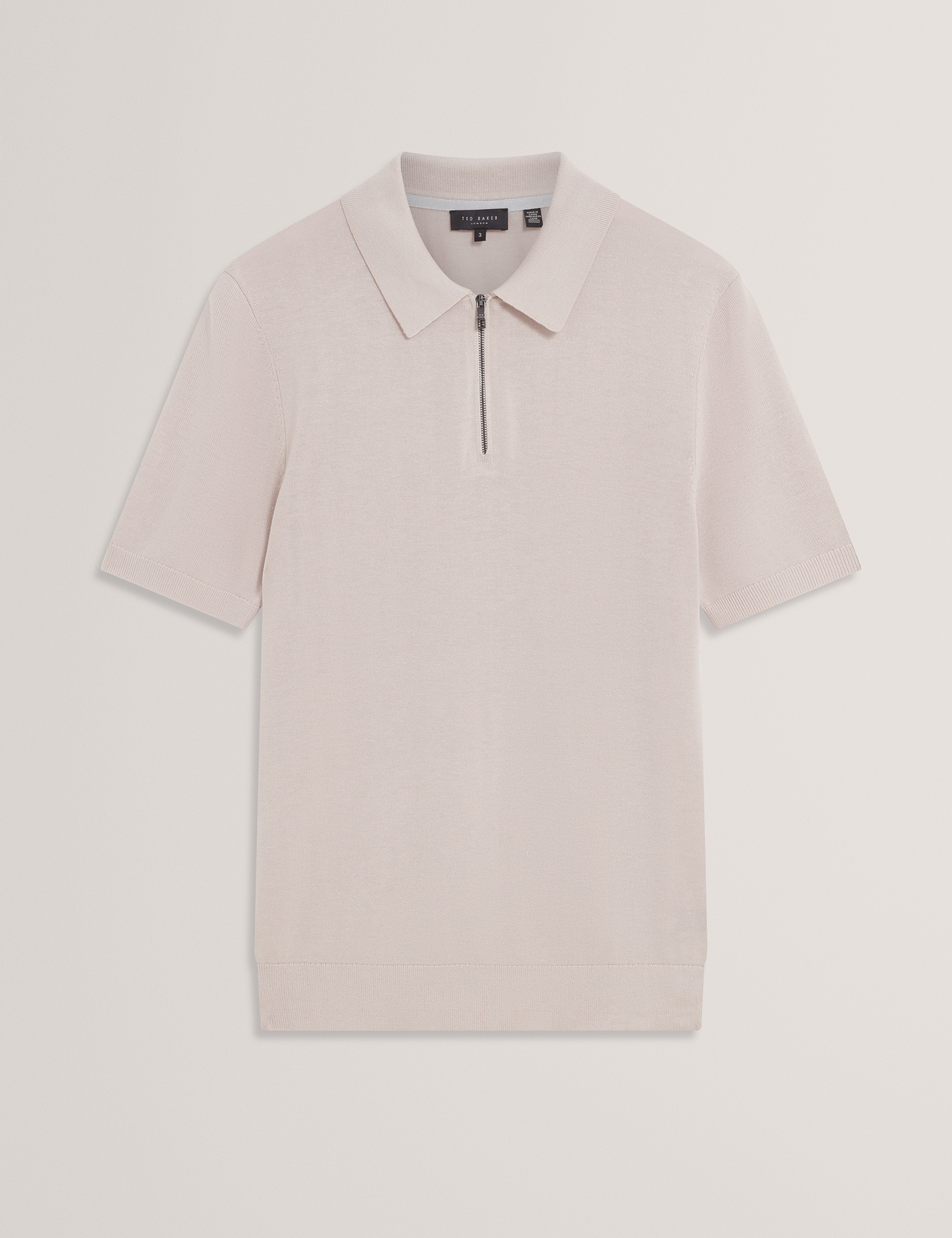 GIVRANS: Silk Blend Zip Polo