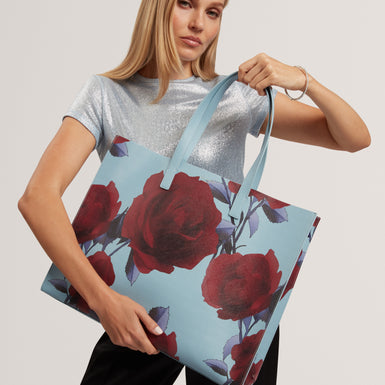 EMBERLI: Extra Large Rose Print Icon Bag