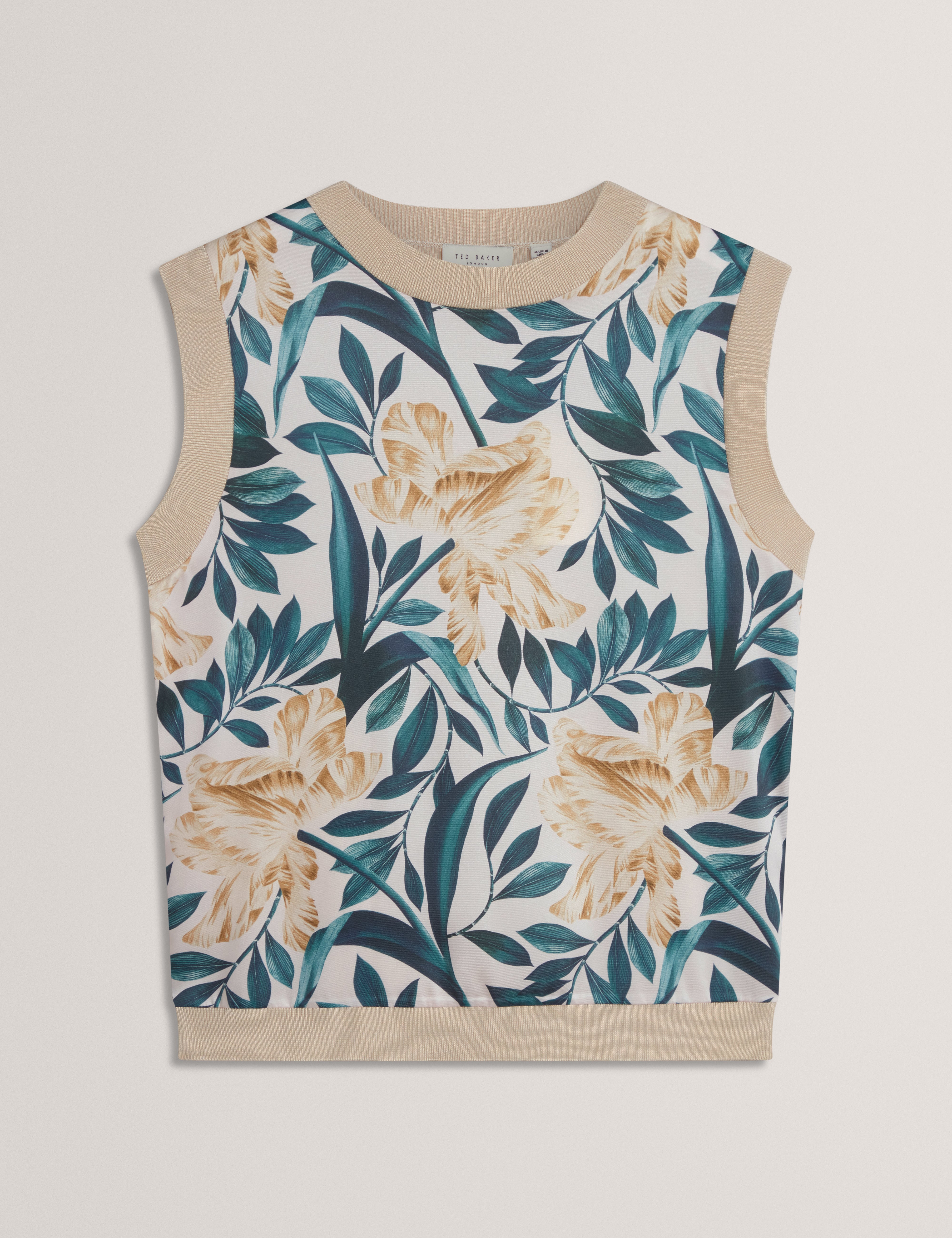 AYLLI: Printed Woven Front Sleeveless Top
