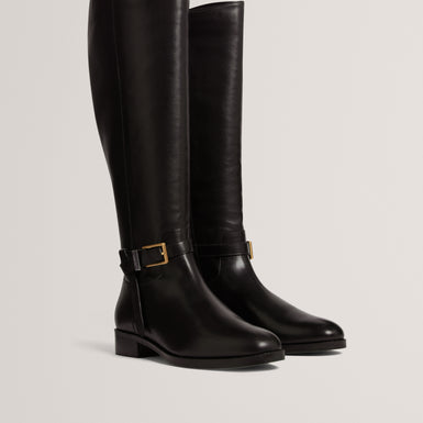 CLORETT: Belt Detail Riding Flat Boot