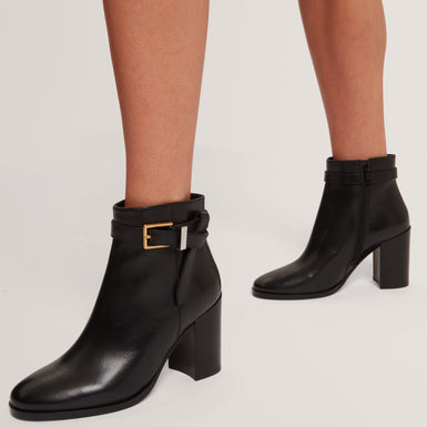 CLEONNA: Belt Detail Heeled Ankle Boot