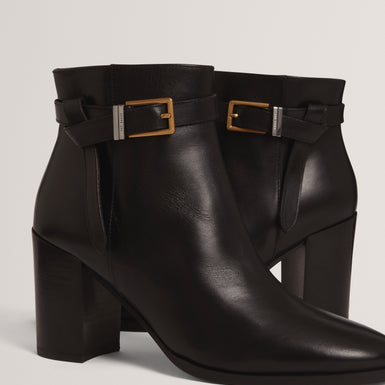 CLEONNA: Belt Detail Heeled Ankle Boot
