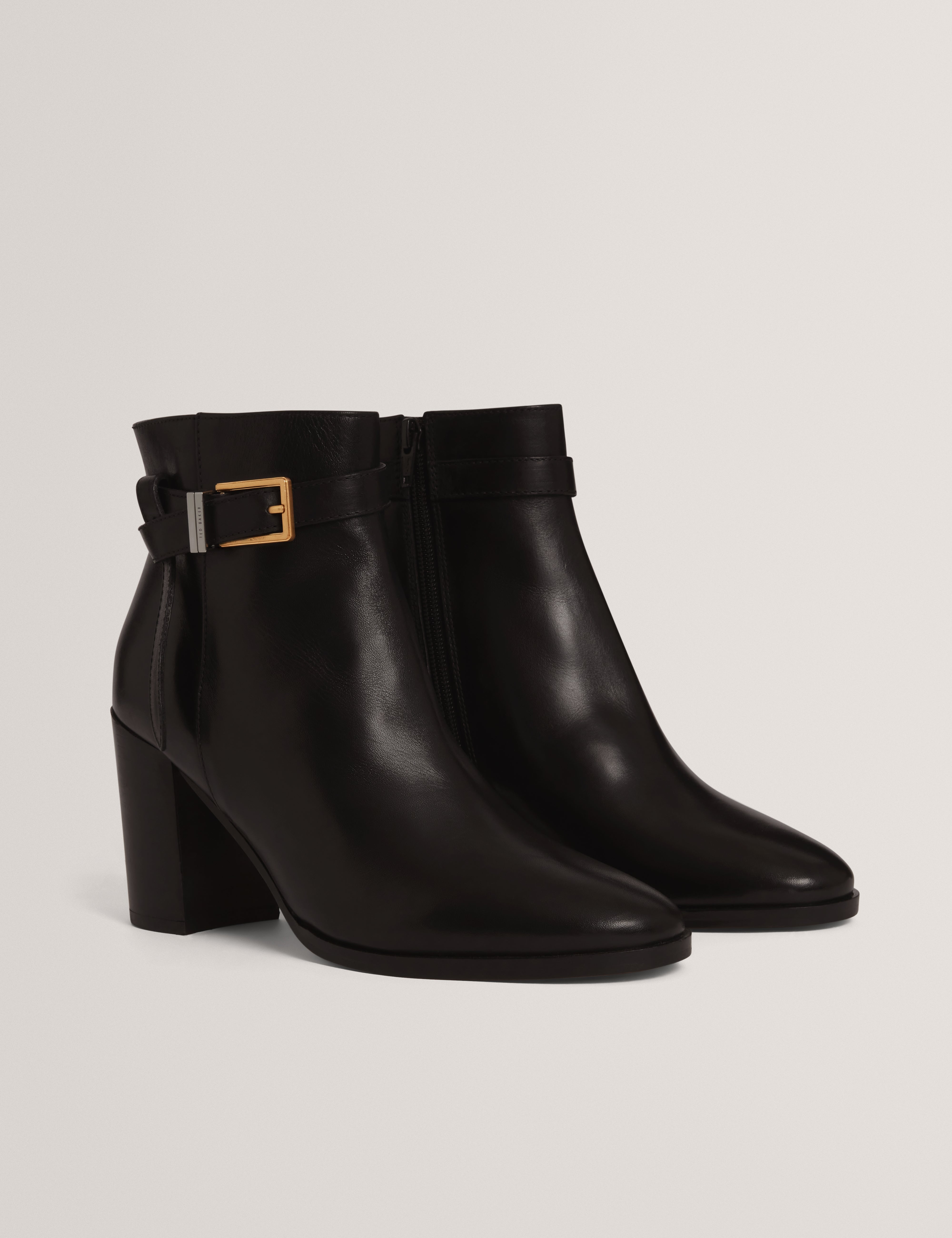 CLEONNA: Belt Detail Heeled Ankle Boot