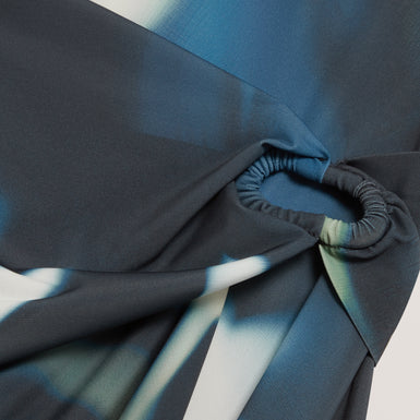 TAIRIEE: Printed Jersey Wrap Mini Dress