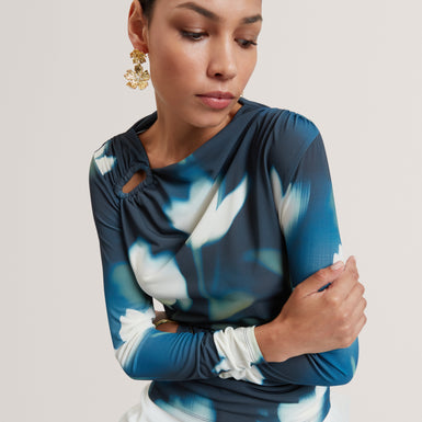 TURALA: Ruched Top With Metal Detail