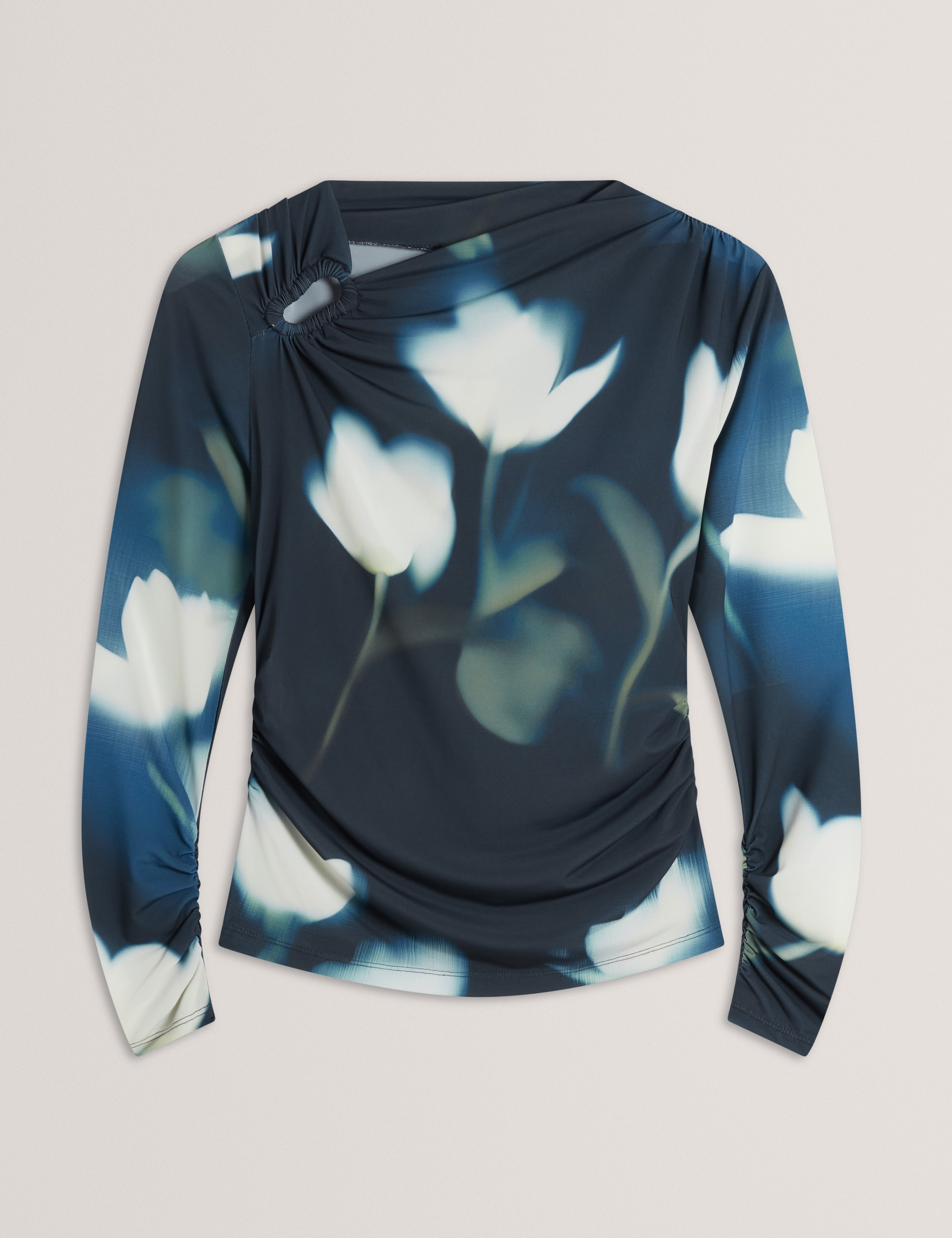 TURALA: Ruched Top With Metal Detail