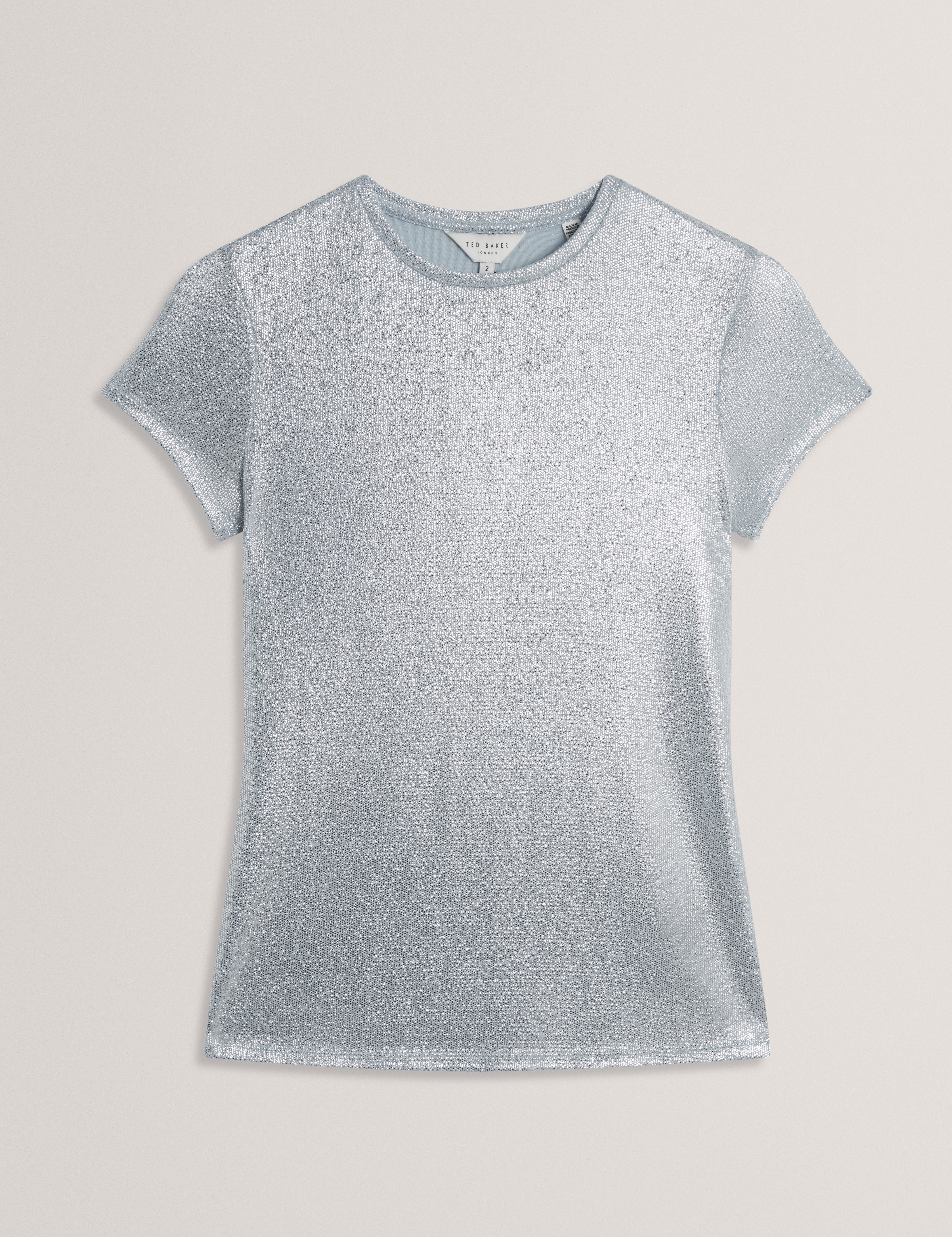 LATRINA: Metallic Jersey Fitted Tee