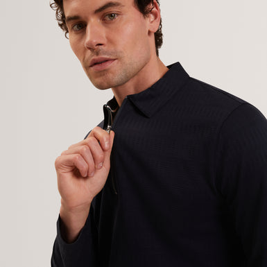 WYTHER: Ls Mixed Texture Stripe Half Zip