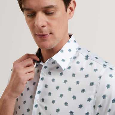 CHASKA: Ss Regular Ditsy Floral Print Shirt
