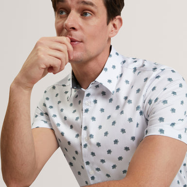CHASKA: Ss Regular Ditsy Floral Print Shirt