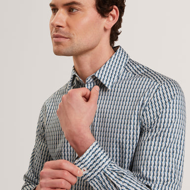 FIRDAWI: Ls Slim Stripe Geo Shirt