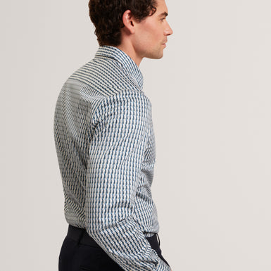 FIRDAWI: Ls Slim Stripe Geo Shirt