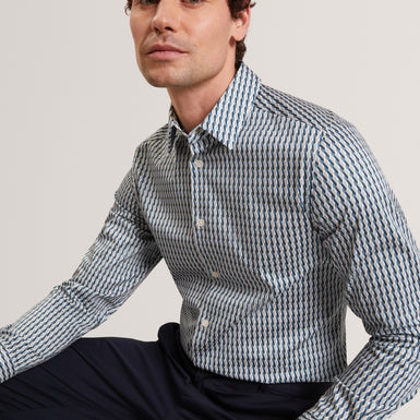FIRDAWI: Ls Slim Stripe Geo Shirt
